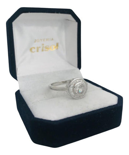 Crisol Silver Solitaire Ring with Cubic Zirconias (a325*) 2