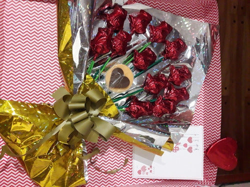 Chocolate Ramo De Rosas X 12 Flores Dia Amigo Madre Cumple 2