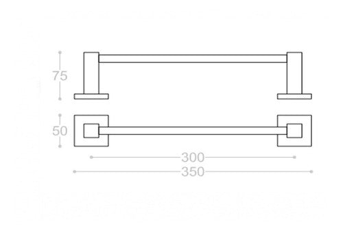 HT Toallero Barral 300mm Amurar Linea Ray Cuadrada Niquel Baño 1