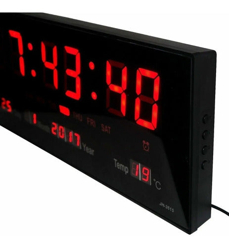 ULI Digital LED Wall Clock with Alarm, Calendar, and Temperature - 36cm 4