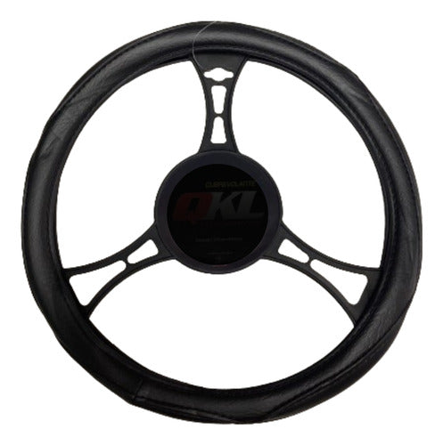 QKL Black Eco Leather Steering Wheel Cover / 38 cm 0