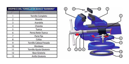 Morza De Banco Fija Barbero N°1 Herramienta Industrial 2