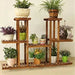Wooden Plant Stand with Wheels Pot Holder J6 Shelves 6
