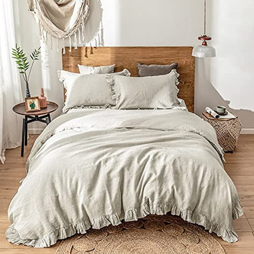 Simple&Opulence King Size 100% French Linen Duvet Cover Set 0