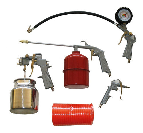 Fema 5-Piece Compressor Kit with Hose + Air Spray Guns Set 0