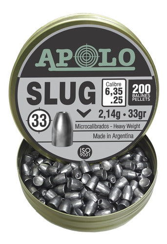 Balines Apolo Slug 6.35 Mm 33 Gr X200 Combo X5 Punta Solida 0