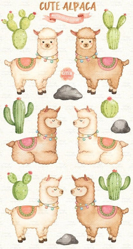 Ineffable Diseños Kit Imagenes Png Cliparts Llamas Cactus Cumple Acuarela Es65 1