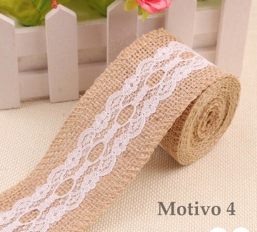 CleverClover Decorative Burlap Ribbon with Lace 3cm x 150cm 2