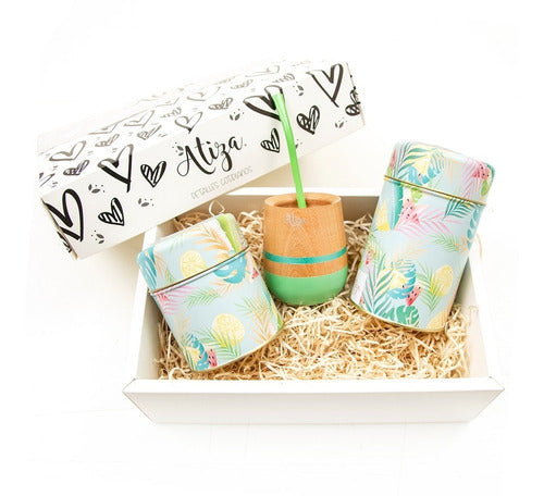 Yerba and Sugar Tins + Wooden Mate Set 0