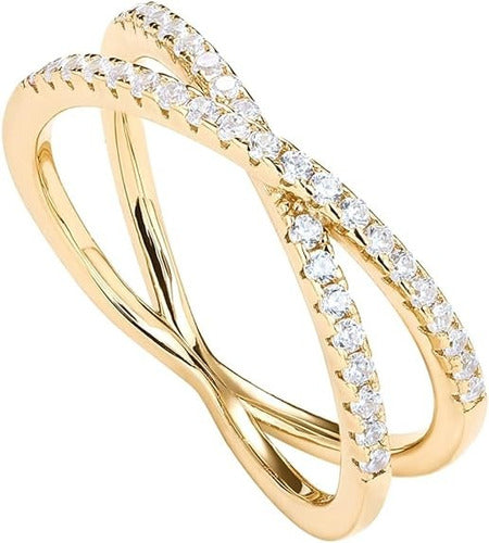 PAVOI 14K Gold Plated X Ring with Zirconia 0