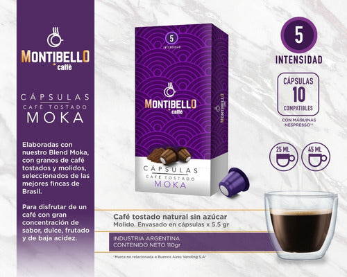 Montibello Moka Capsules Compatible with Nespresso x10 Units 1