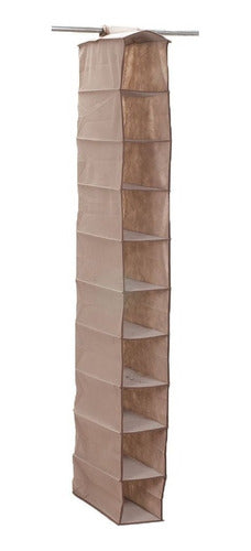 Organizador De Tela Colgante 10 Estantes Beige 15x30x127 Cm 0