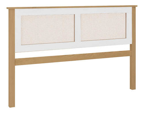 Compramas Solid Wood Headboard with Rattan for Double Bed 0