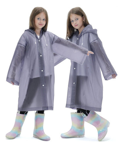 Borogo Reusable Hooded Rain Ponchos for Kids - 2 Pack Gray 5