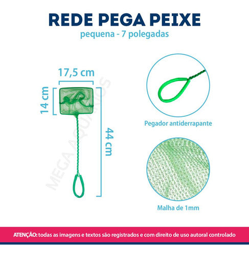 Rede Pega Peixe Redinha Aquário Manutenção Limpeza 17,5cm 7' 1