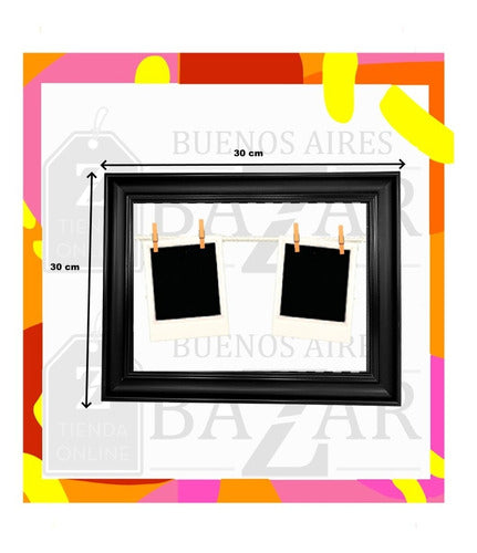 Decorative Wooden Picture Frame with Clips for Photos 30x30 41