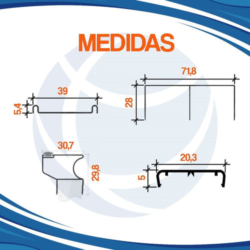 Cima Kit Frente Placard Corredizo Aluminio D52 2 Mt 2 Pt Eco Cima 3