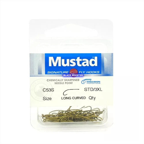 Mustad Anzuelos C53 Signature Atado Mosca 3x Long Ojal Recto 0