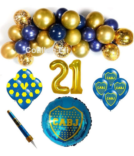 Set Feliz Cumple Futbol Boca Juniors  Arco Globos  Bengala 0