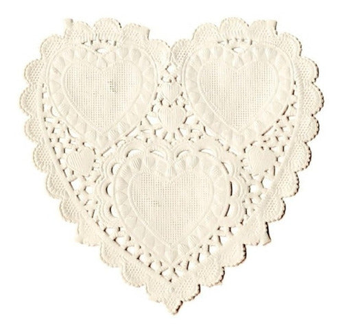 Mrsol Blondas De Papel Caladas 10 Cm X 100 Uni. Corazon Blancas 1