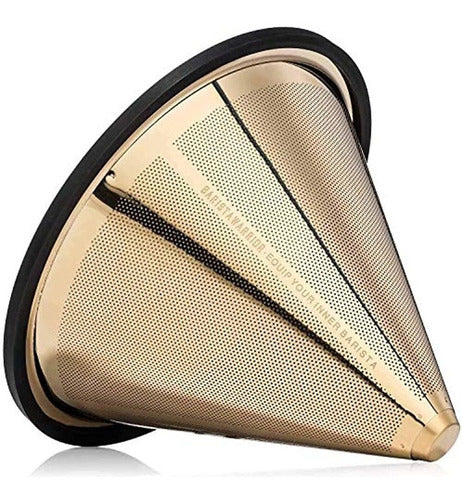 Barista Warrior Gold Filter: Titanium Coated Drip Coffee Filter Cone 0