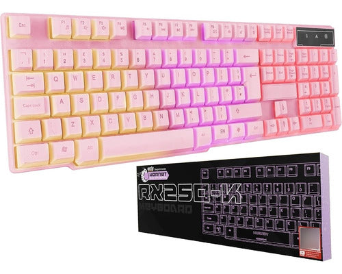 Orzly Pink Gaming Keyboard RGB USB Wired Rainbow Keyboard 0