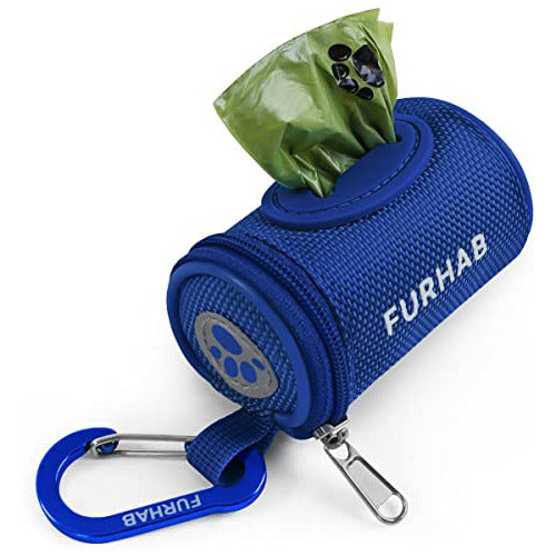 Furhab Dog Poop Bag Holder with Carabiner Clip Blue F 0