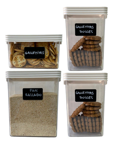 Stackable Hermetic Jars Set with Lids and Labels - Set of 6 0