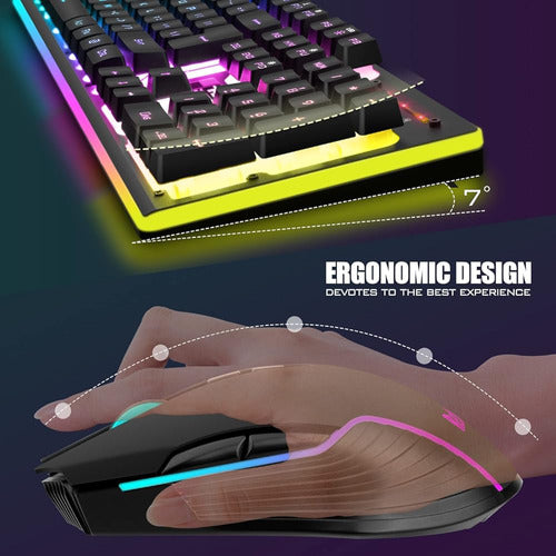 Combo De Teclado Y Mouse Inalámbricos Para Juegos Redthunder 2