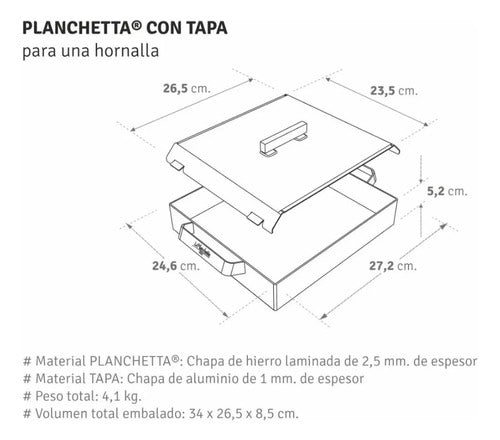 La Planchetta Bifera 1 Hornalla Hierro Original Pettish 1