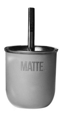 Stainless Steel Double-Layer Thermal Mate Set with Grey Straw - Mate Acero Inoxidable Con Bombilla Gris Doble Capa Termico