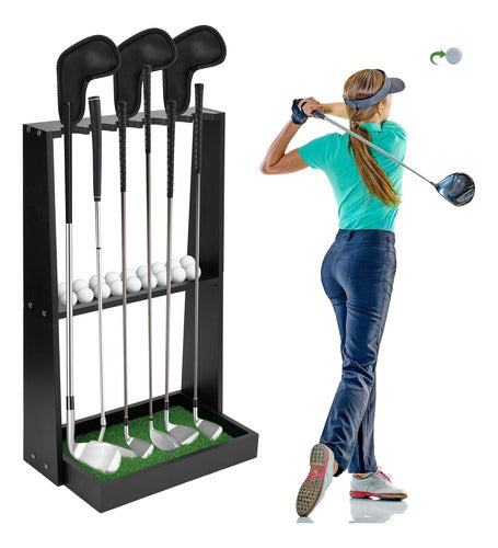 Lukar 6-Level Wood Golf Club Rack for Indoor Use 0