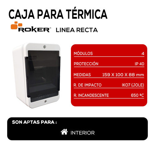 Roker Caja Para Termica 4 Modulos Aplicar Pr409 Linea Recta 3