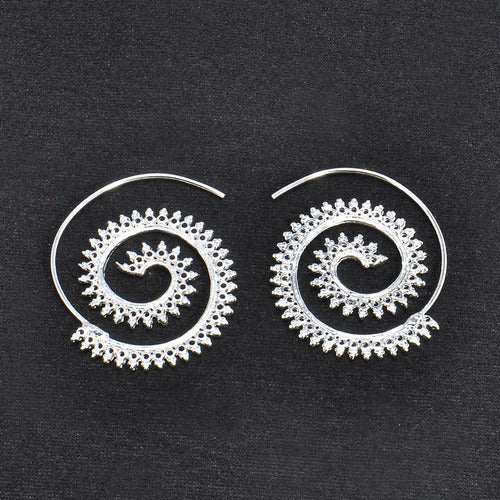 Mujeres Moda Joyería 925 Plata Plateado Remolino Espiral Are 1