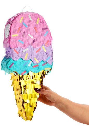 BLUE PANDA Ice Cream Cone Piñata for Decoration, 41.5 x 19.3 x 7.4 cm 4