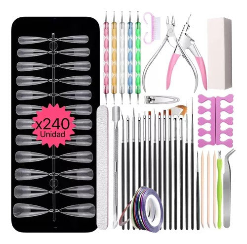 Beautifull Regalos Press On Kit with 240 Stiletto Tips for Nail Decoration and Manicure 1