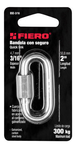 Fiero Bandola De Acero Con Seguro BSE-3/16 Carga 300 Kg 0