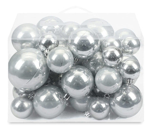 40 Christmas Tree Ornaments AMS 4 Sizes - Pearl Gray 0