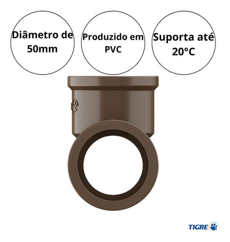 Conexão Te Pvc Soldavel Tigre 50m 90 Graus Kit Com 5 Peças 1