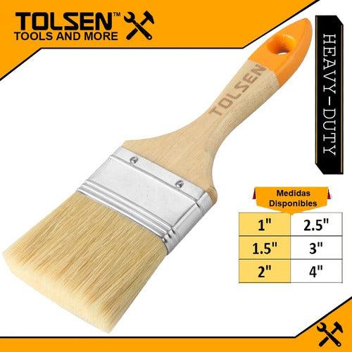 Tolsen Flat Brush 4 Inch - 40126 Wooden Handle 1