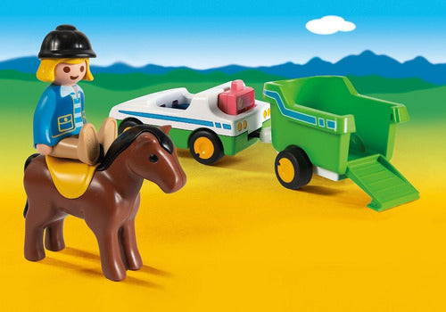 Playmobil 123 70181 Zoo Car With Horse Trailer 3