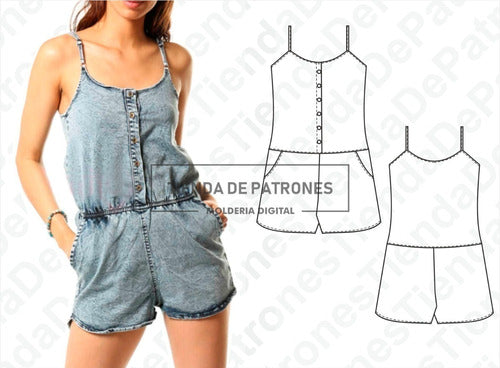 Tienda de Patrones Molde Patron Imprimible Mono Enterito Mujer Talles Xs Al Xl 0