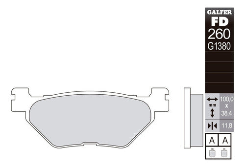 Galfer Metal Sintered Brake Pads for Yamaha Tmax Scooter (FA319) 1