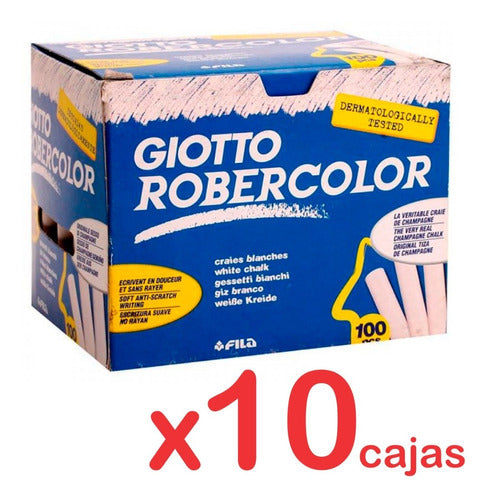 10 Boxes of 100 White Robercolor Giotto Hypoallergenic Chalk 0