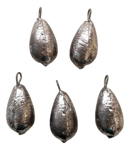 Set of 5 50g Pear-Shaped Lead Sinkers for Fishing 0