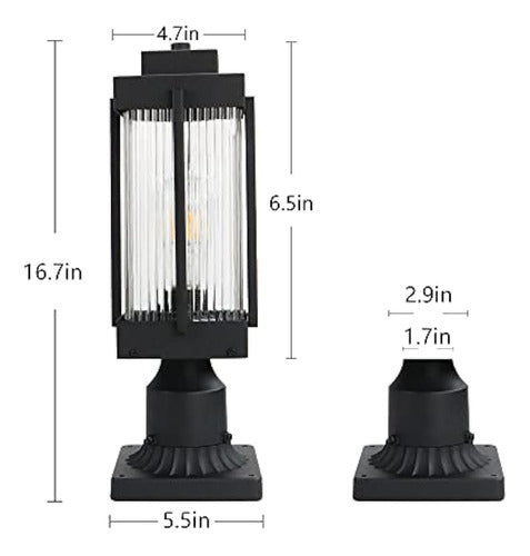 Monkfish Poste De Luz Negra Simple Para Exteriores Con Base 1