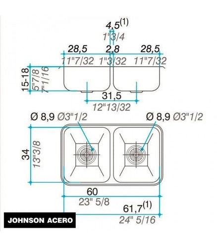 Johnson's Combo Bacha CC28B + Griferia Peirano Dique 1