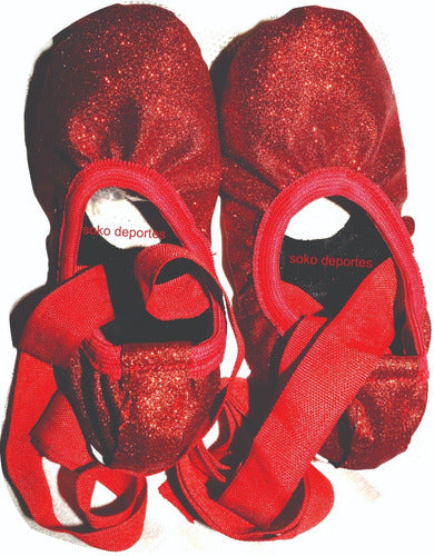 Elasticated Glitter Metal Satin Ribbons Ballet Shoes + Skirt Set 27