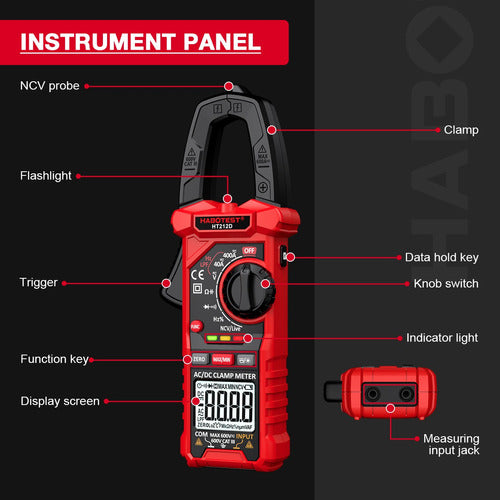 Habotest Ht212a  Alicate Amperimétro Digital 600v 400a Dc Ac 3