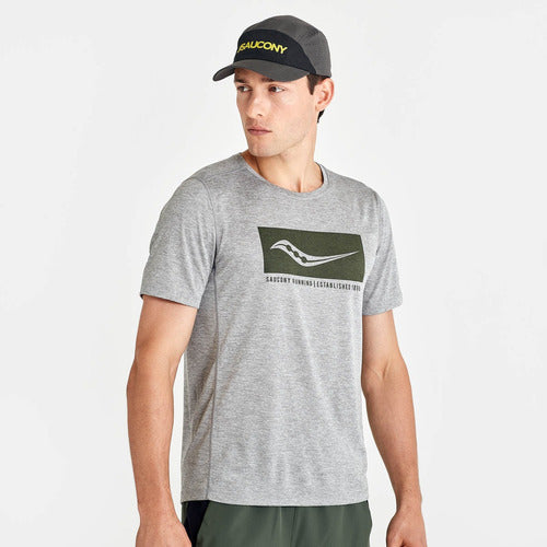 Saucony Stopwatch Graphic Short Sleeve T-Shirt for Men - Grey 2